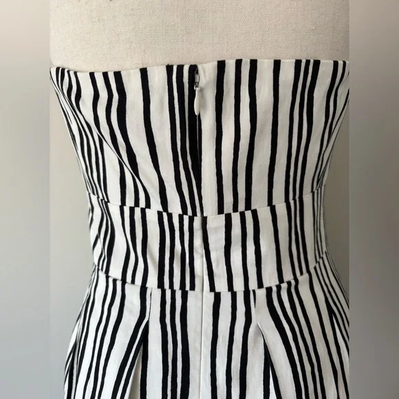Club Monaco Aviva Strapless Black White Stripe Midi Dress NWT - Picture 8 of 13